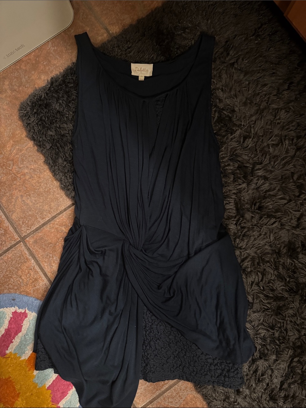 Deletta Black Asymmetrical Twist-Front top